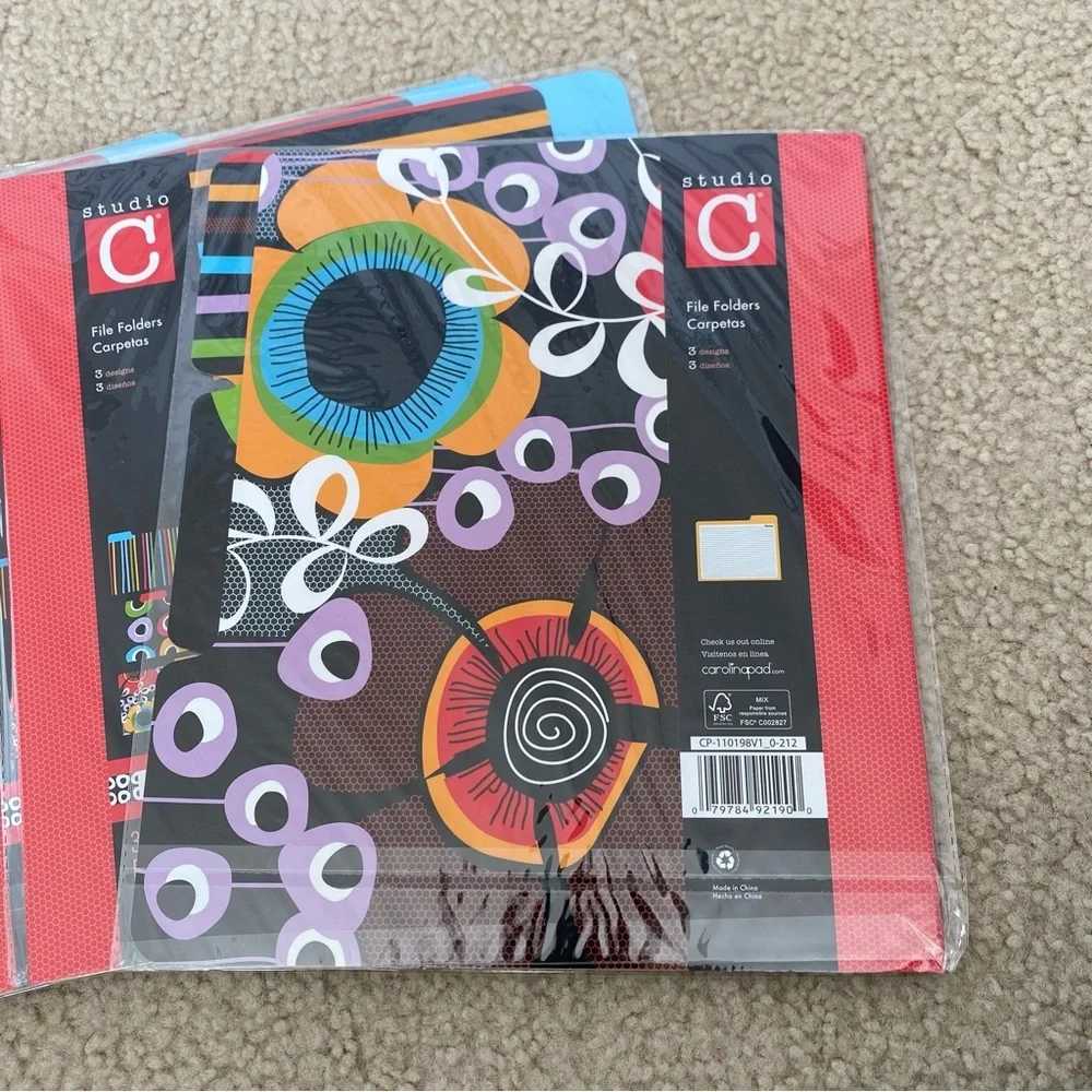 Studio C Striped + Floral File Folders - 6 packs of 3 each NWT